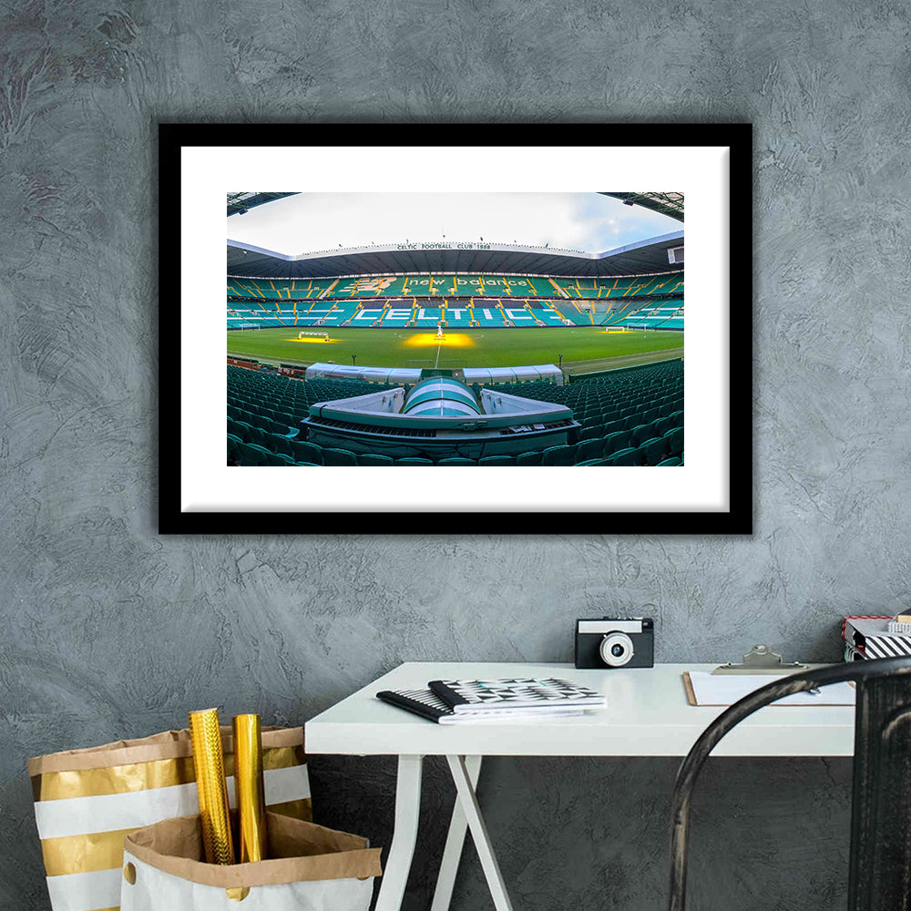 Celtic Stadium, Stadium Canvas, Sport Art, Gift for him, White Border Framed Art Print Wall Decor