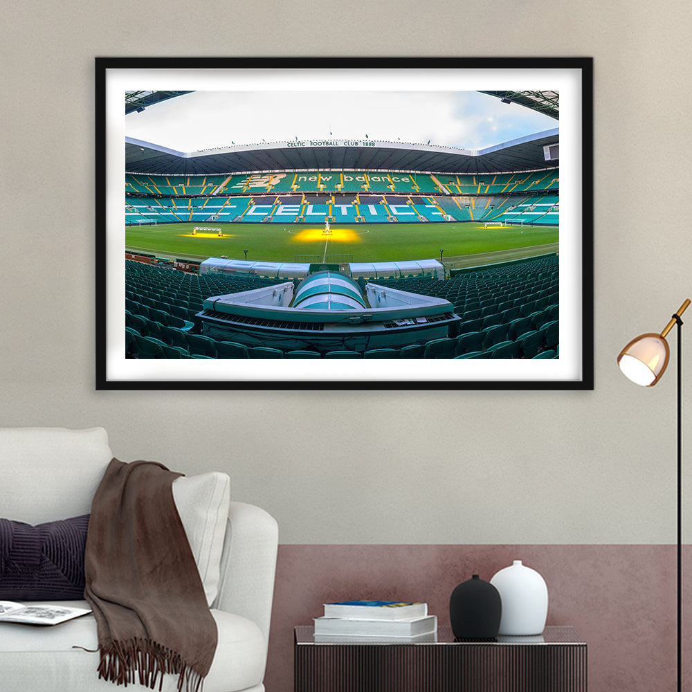 Celtic Stadium, Stadium Canvas, Sport Art, Gift for him, White Border Framed Art Print Wall Decor