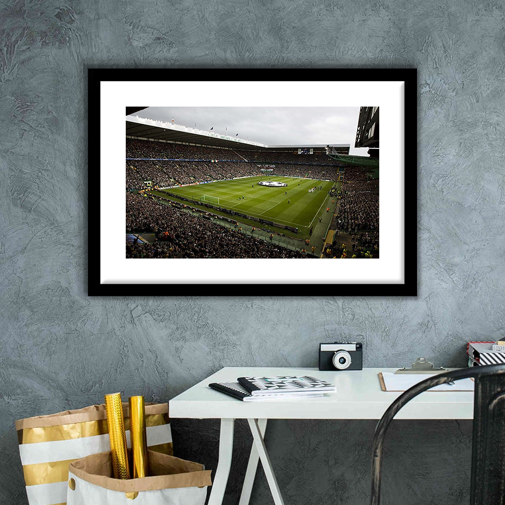 Celtic fc stadium, Stadium Canvas, Sport Art, Gift for him, White Border Framed Art Print Wall Decor