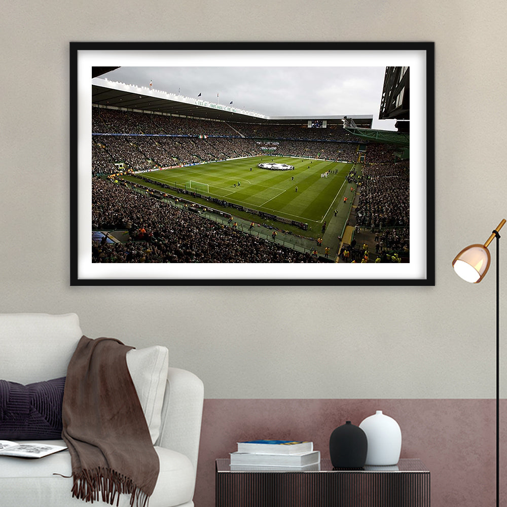 Celtic fc stadium, Stadium Canvas, Sport Art, Gift for him, White Border Framed Art Print Wall Decor