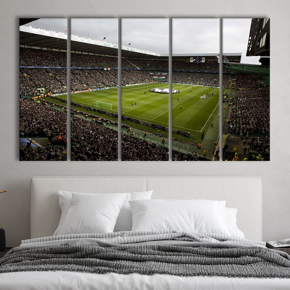 Celtic fc stadium, Stadium Canvas, Sport Art, 5 Panel B, Extra Large Canvas, Canvas Print Wall Art