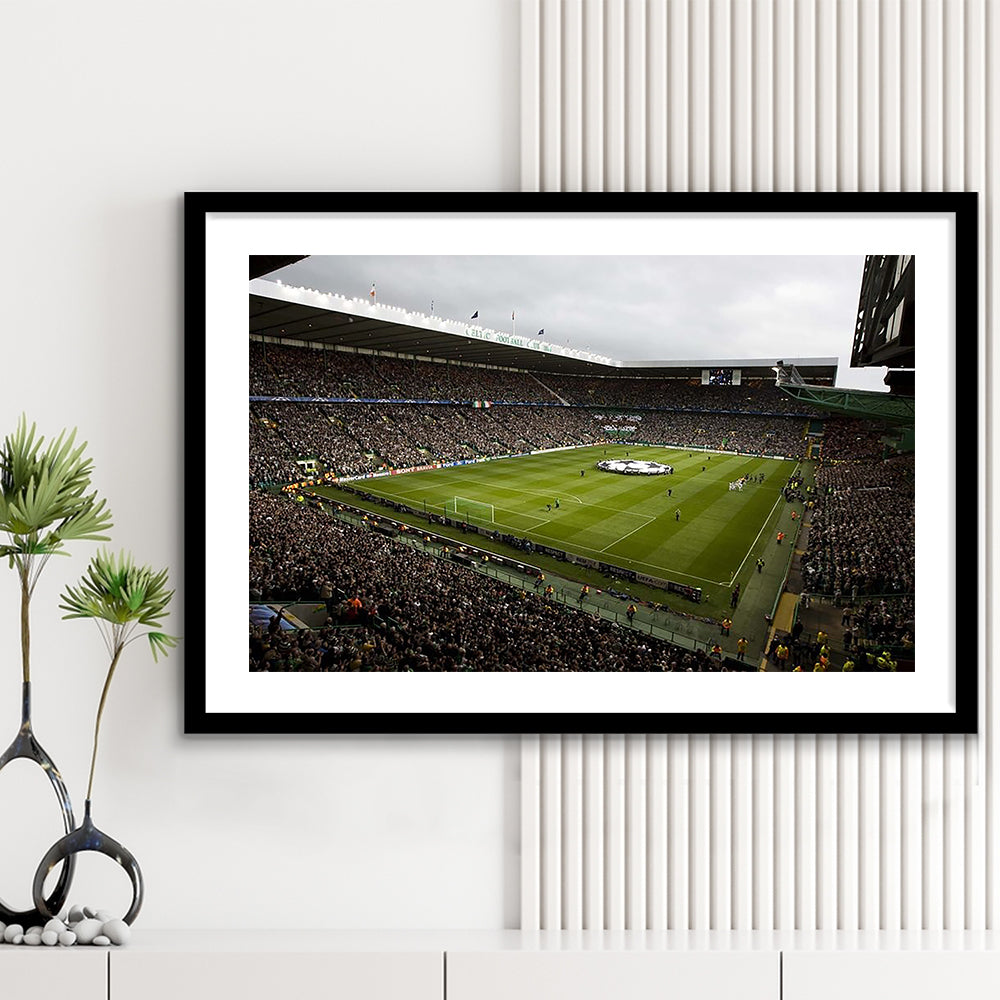 Celtic fc stadium, Stadium Canvas, Sport Art, Gift for him, White Border Framed Art Print Wall Decor