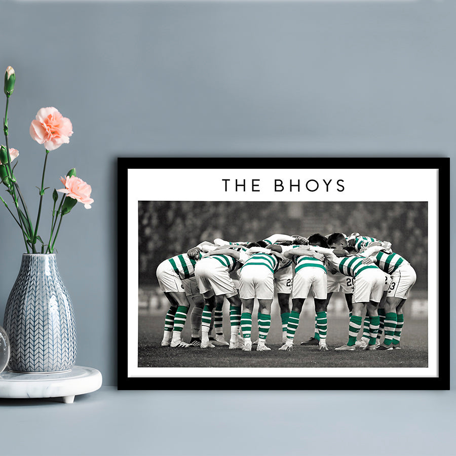 Celtic Football Team Huddle At Celtic Park, Scottish Premiership Wall Art Print, Framed Art Print Wall Decor