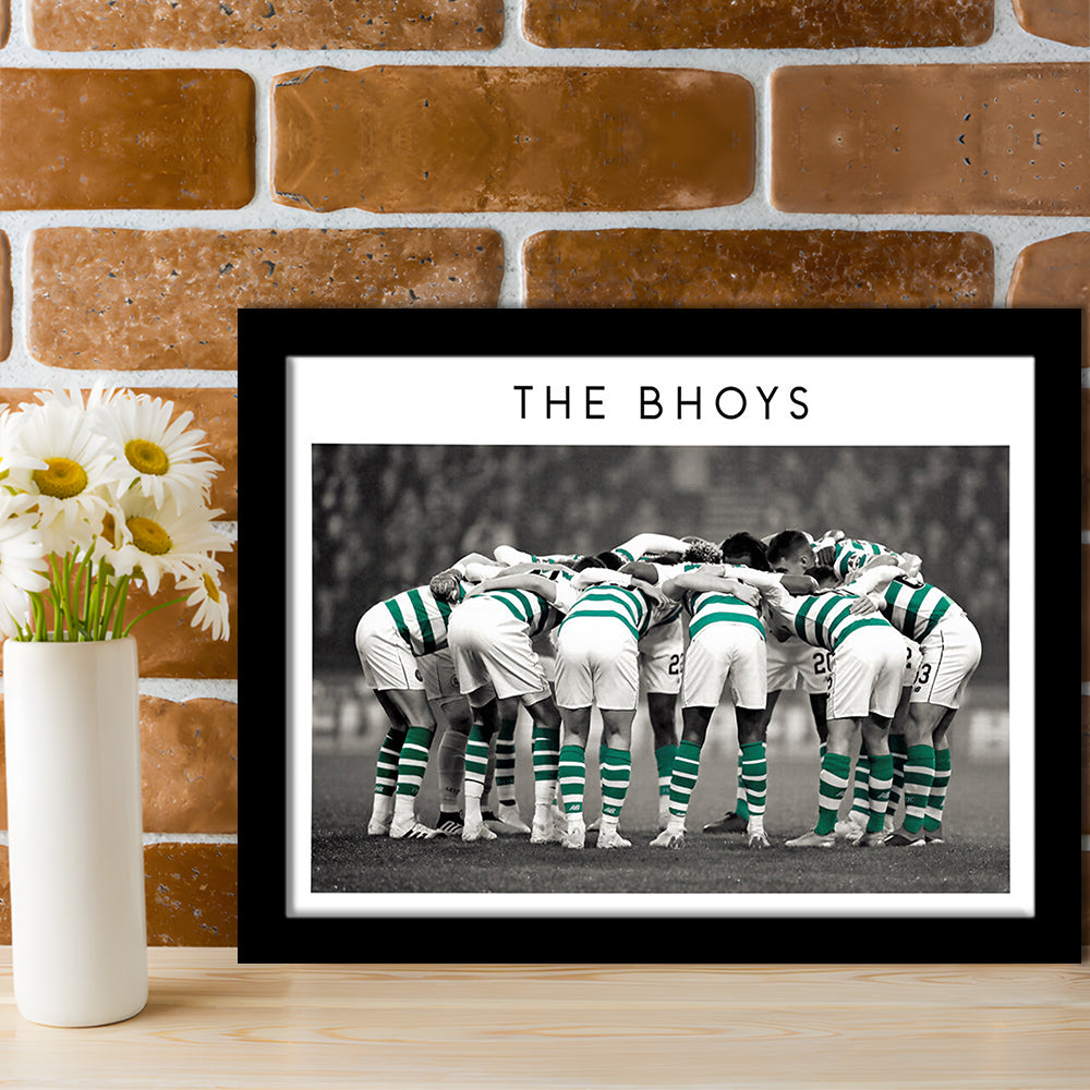 Celtic Football Team Huddle At Celtic Park, Scottish Premiership Wall Art Print, Framed Art Print Wall Decor
