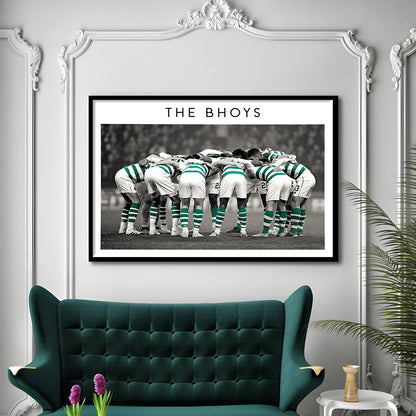 Celtic Football Team Huddle At Celtic Park, Scottish Premiership Wall Art Print, Framed Art Print Wall Decor