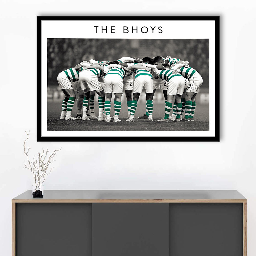 Celtic Football Team Huddle At Celtic Park, Scottish Premiership Wall Art Print, Framed Art Print Wall Decor
