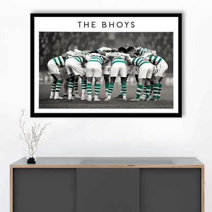 Celtic Football Team Huddle At Celtic Park, Scottish Premiership Wall Art Print, Framed Art Print Wall Decor