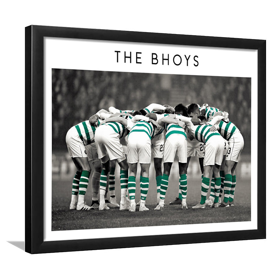 Celtic Football Team Huddle At Celtic Park, Scottish Premiership Wall Art Print, Framed Art Print Wall Decor