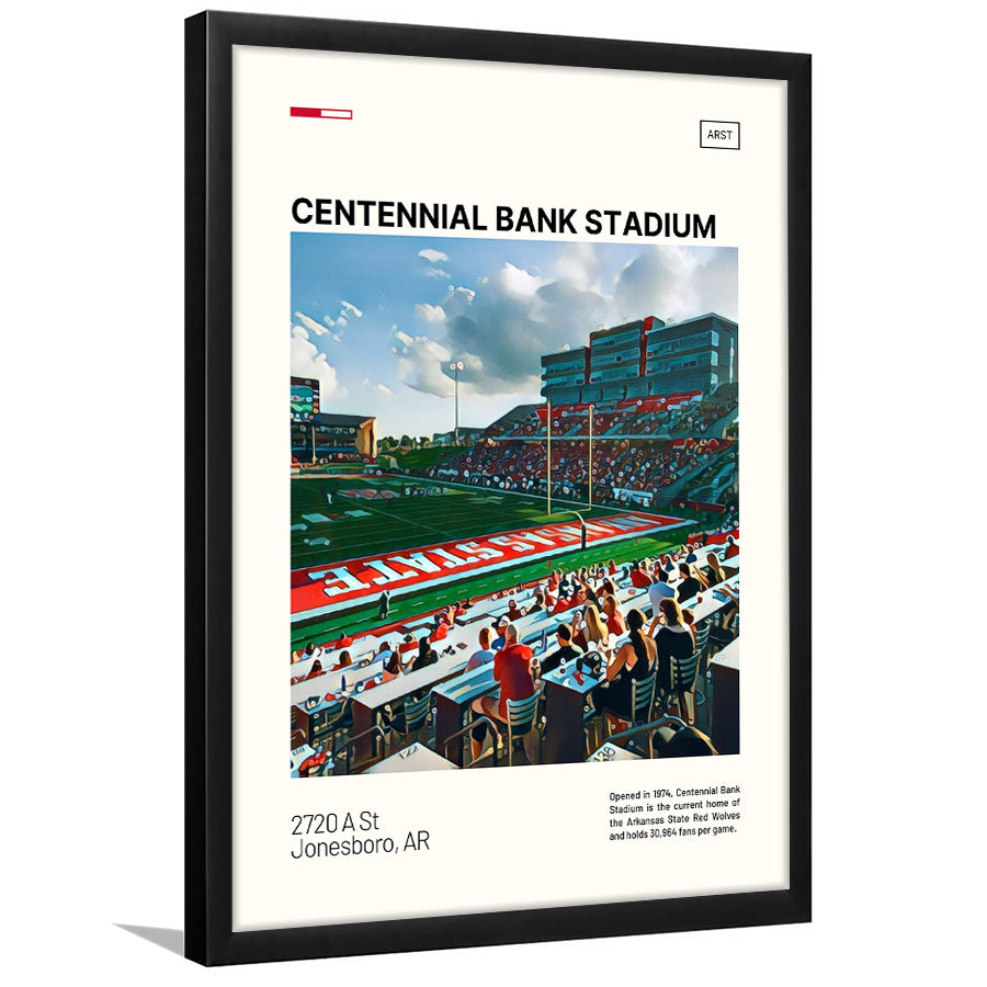 Centennial Bank Stadium Print, Arkansas State Red Wolves Stadium Art, Gifts for him, Sport Art, Framed Art Print Wall Decor