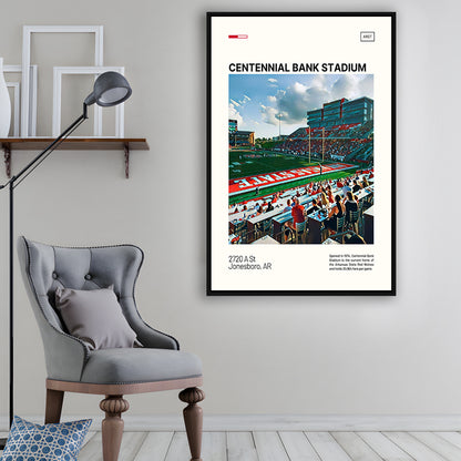 Centennial Bank Stadium Print, Arkansas State Red Wolves Stadium Canvas Art, Man Cave Gift, Floating Framed Canvas Print