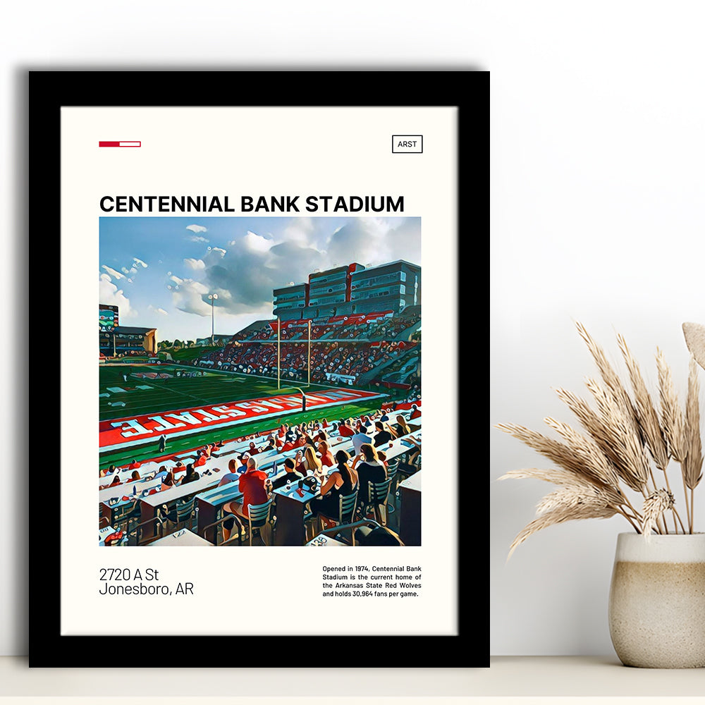 Centennial Bank Stadium Print, Arkansas State Red Wolves Stadium Art, Gifts for him, Sport Art, Framed Art Print Wall Decor