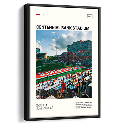 Centennial Bank Stadium Print, Arkansas State Red Wolves Stadium Canvas Art, Man Cave Gift, Floating Framed Canvas Print