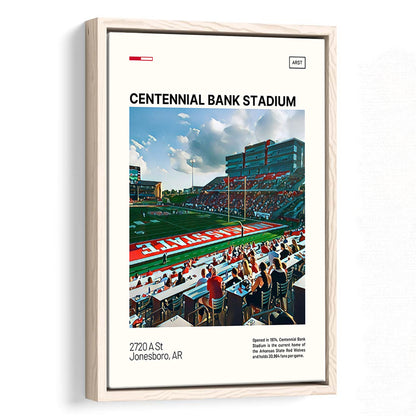 Centennial Bank Stadium Print, Arkansas State Red Wolves Stadium Canvas Art, Man Cave Gift, Floating Framed Canvas Print