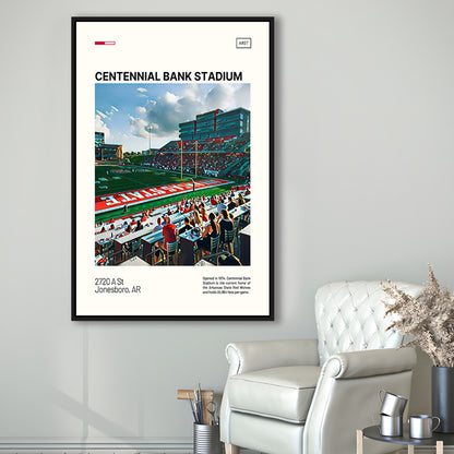 Centennial Bank Stadium Print, Arkansas State Red Wolves Stadium Canvas Art, Man Cave Gift, Floating Framed Canvas Print