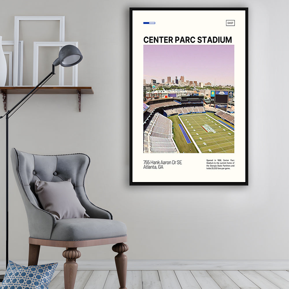 Center Parc Stadium Print, Georgia State Panthers Stadium Canvas Art, Man Cave Gift, Floating Framed Canvas Print Wall Art