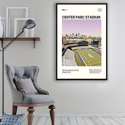 Center Parc Stadium Print, Georgia State Panthers Stadium Canvas Art, Man Cave Gift, Floating Framed Canvas Print Wall Art