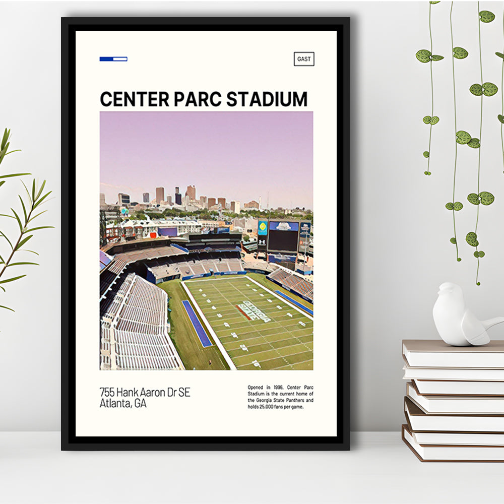 Center Parc Stadium Print, Georgia State Panthers Stadium Canvas Art, Man Cave Gift, Floating Framed Canvas Print Wall Art