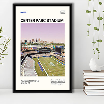 Center Parc Stadium Print, Georgia State Panthers Stadium Canvas Art, Man Cave Gift, Floating Framed Canvas Print Wall Art