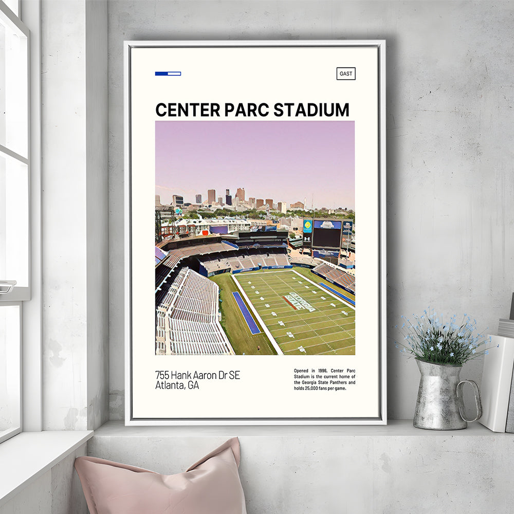 Center Parc Stadium Print, Georgia State Panthers Stadium Canvas Art, Man Cave Gift, Floating Framed Canvas Print Wall Art