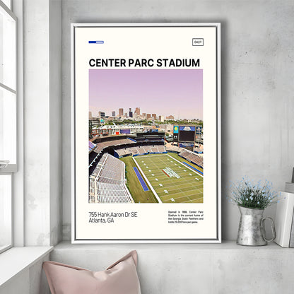 Center Parc Stadium Print, Georgia State Panthers Stadium Canvas Art, Man Cave Gift, Floating Framed Canvas Print Wall Art
