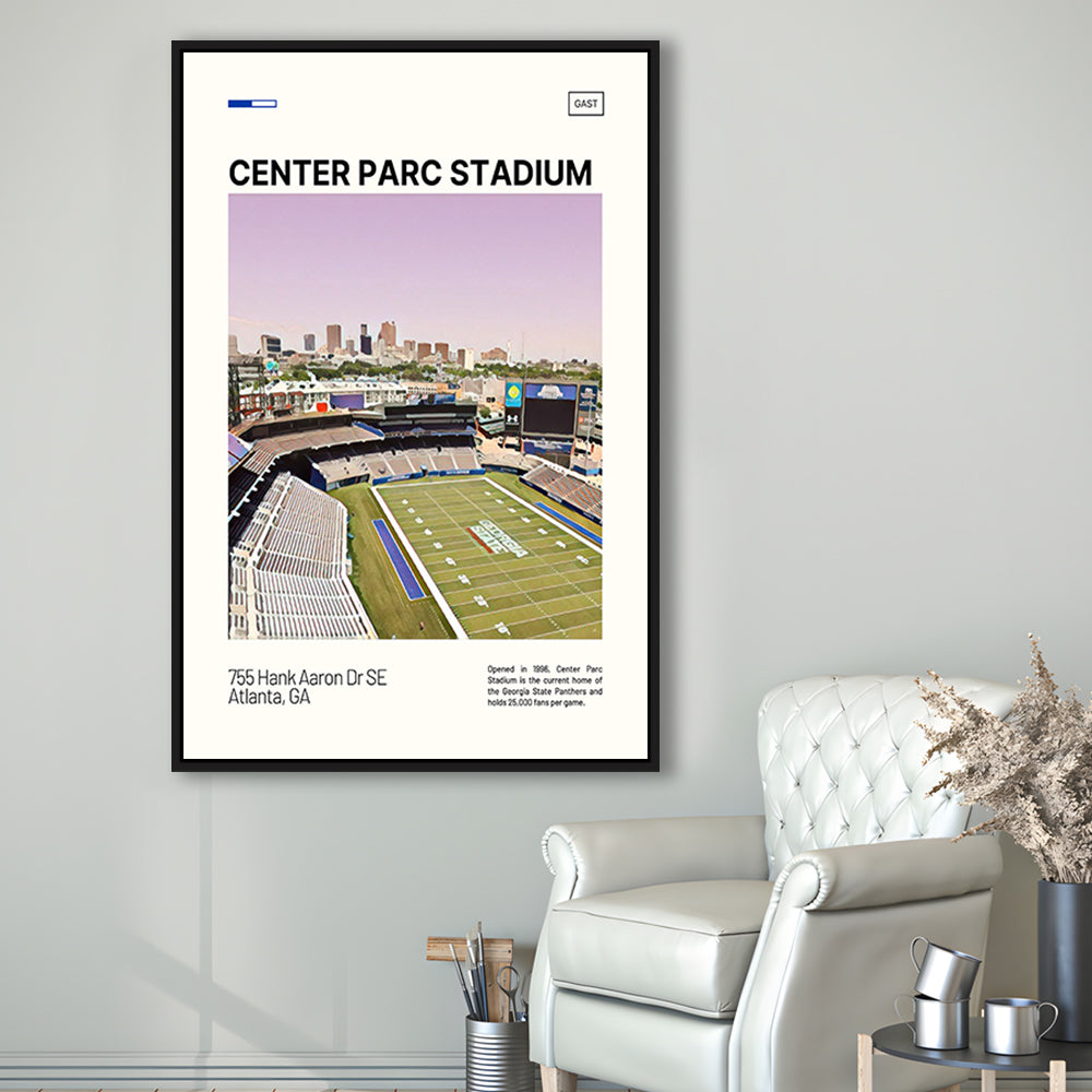 Center Parc Stadium Print, Georgia State Panthers Stadium Canvas Art, Man Cave Gift, Floating Framed Canvas Print Wall Art