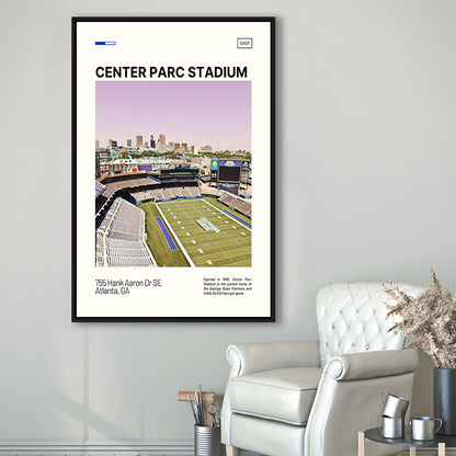 Center Parc Stadium Print, Georgia State Panthers Stadium Canvas Art, Man Cave Gift, Floating Framed Canvas Print Wall Art
