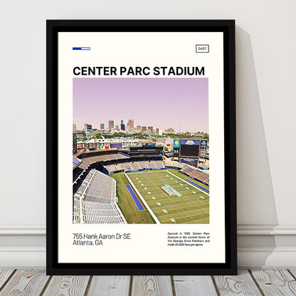 Center Parc Stadium Print, Georgia State Panthers Stadium Canvas Art, Man Cave Gift, Floating Framed Canvas Print Wall Art