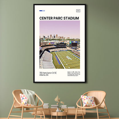 Center Parc Stadium Print, Georgia State Panthers Stadium Canvas Art, Man Cave Gift, Floating Framed Canvas Print Wall Art