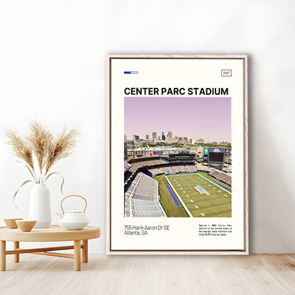 Center Parc Stadium Print, Georgia State Panthers Stadium Canvas Art, Man Cave Gift, Floating Framed Canvas Print Wall Art