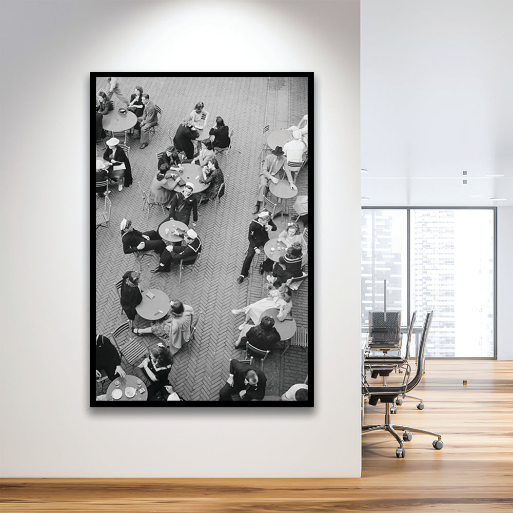 Central Park Restaurant Black and White Art Retro Photography, Framed Art Print Wall Decor