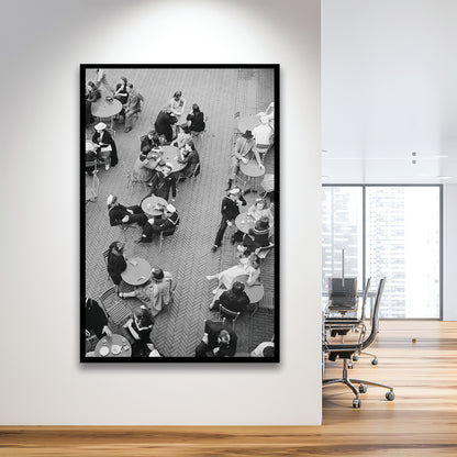 Central Park Restaurant Black and White Art Retro Photography, Framed Art Print Wall Decor