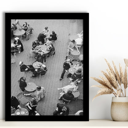 Central Park Restaurant Black and White Art Retro Photography, Framed Art Print Wall Decor