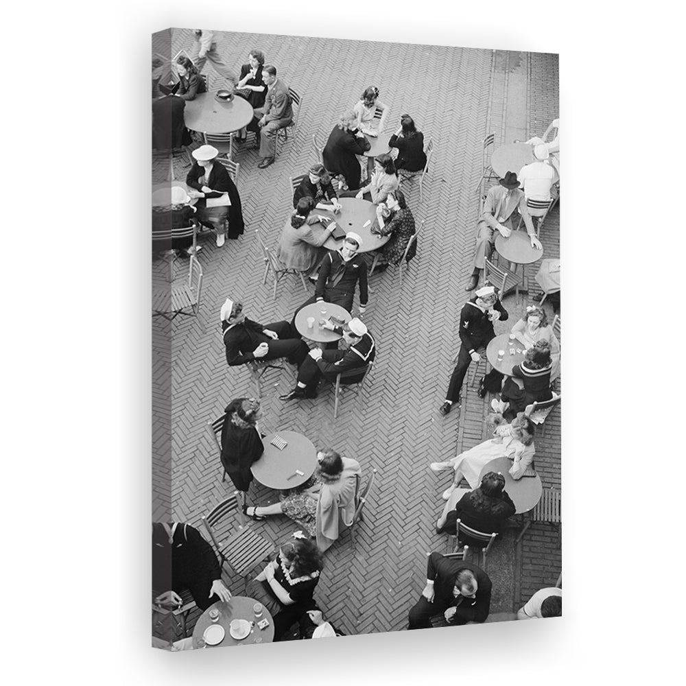 Central Park Restaurant Black and White Art Retro Photography, Canvas Print Wall Art