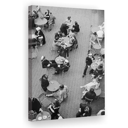 Central Park Restaurant Black and White Art Retro Photography, Canvas Print Wall Art
