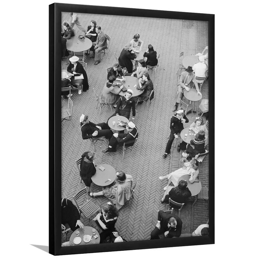 Central Park Restaurant Black and White Art Retro Photography, Framed Art Print Wall Decor