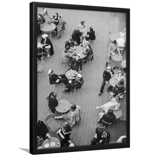 Central Park Restaurant Black and White Art Retro Photography, Framed Art Print Wall Decor