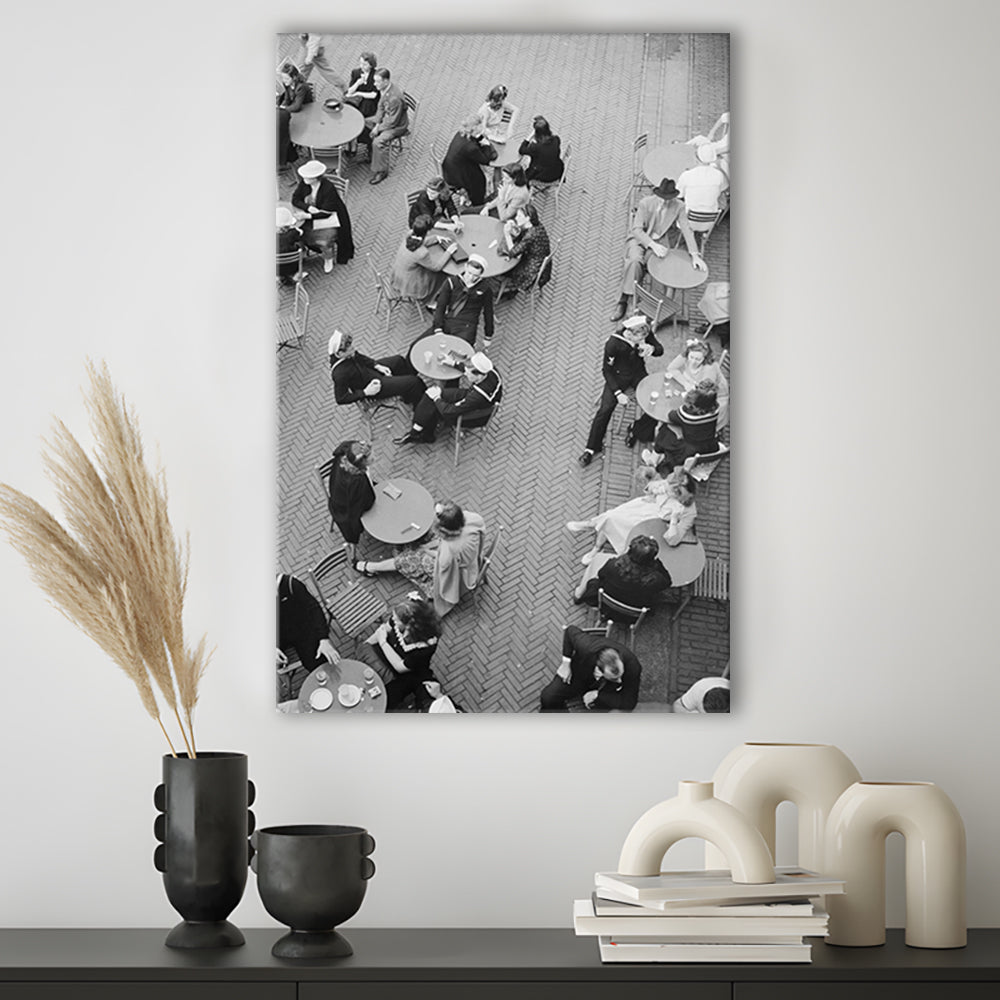 Central Park Restaurant Black and White Art Retro Photography, Canvas Print Wall Art