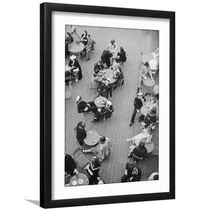 Central Park Restaurant Black and White Art Retro Photography, Framed Art Print White Border Wall Decor