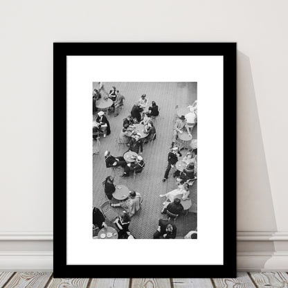 Central Park Restaurant Black and White Art Retro Photography, Framed Art Print White Border Wall Decor