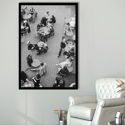 Central Park Restaurant Black and White Art Retro Photography, Framed Art Print Wall Decor