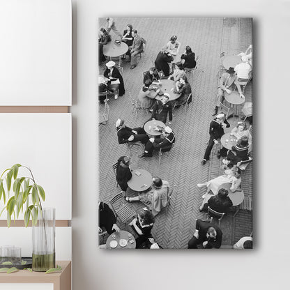 Central Park Restaurant Black and White Art Retro Photography, Canvas Print Wall Art