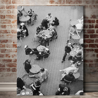 Central Park Restaurant Black and White Art Retro Photography, Canvas Print Wall Art