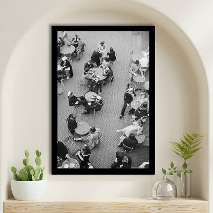 Central Park Restaurant Black and White Art Retro Photography, Framed Art Print Wall Decor