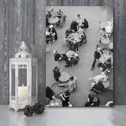 Central Park Restaurant Black and White Art Retro Photography, Canvas Print Wall Art