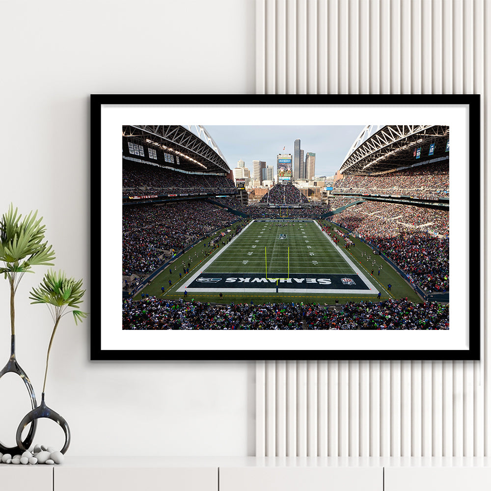 CenturyLink Field, Stadium Canvas, Sport Art, Fan Gifts, White Border Framed Art Print Wall Decor