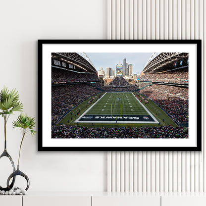 CenturyLink Field, Stadium Canvas, Sport Art, Fan Gifts, White Border Framed Art Print Wall Decor