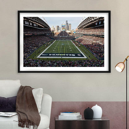 CenturyLink Field, Stadium Canvas, Sport Art, Fan Gifts, White Border Framed Art Print Wall Decor