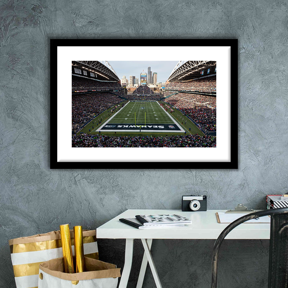 CenturyLink Field, Stadium Canvas, Sport Art, Fan Gifts, White Border Framed Art Print Wall Decor