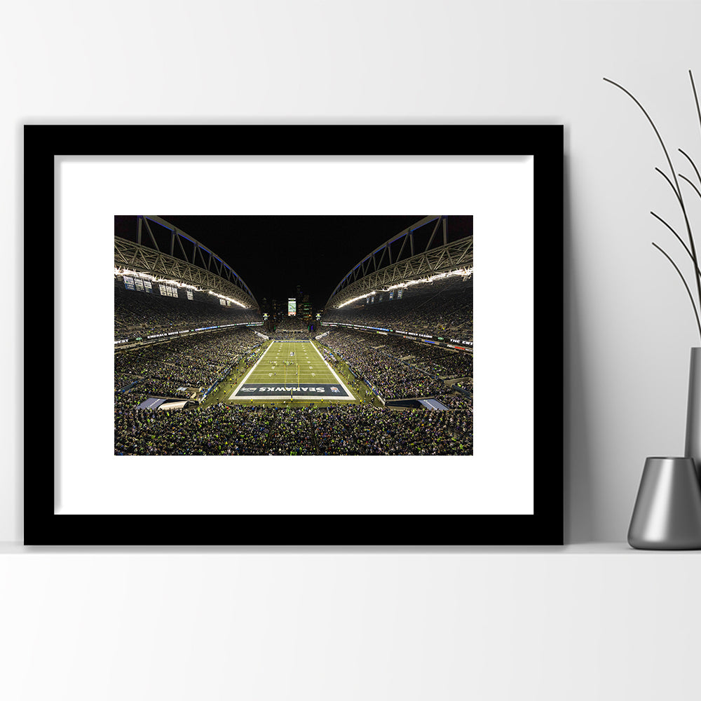 CenturyLink Field, Stadium Canvas, Sport Art, Gift for him, White Border Framed Art Print Wall Decor