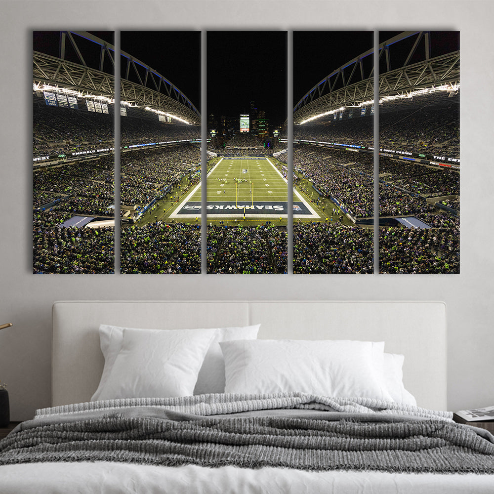 CenturyLink Field, Stadium Canvas, Sport Art, 5 Panel B, Extra Large Canvas, Canvas Print Wall Art